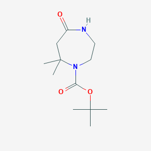 molecular formula C12H22N2O3 B1383639 Tert-butyl 7,7-dimethyl-5-oxo-1,4-diazepane-1-carboxylate CAS No. 2059988-96-2