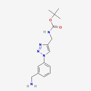 molecular formula C15H21N5O2 B1383644 tert-butyl N-({1-[3-(aminomethyl)phenyl]-1H-1,2,3-triazol-4-yl}methyl)carbamate CAS No. 2060041-97-4