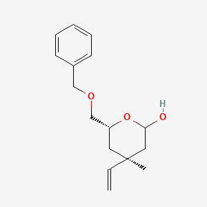 molecular formula C16H22O3 B13836452 (4S,6R)-6-((Benzyloxy)methyl)-4-methyl-4-vinyltetrahydro-2H-pyran-2-ol 