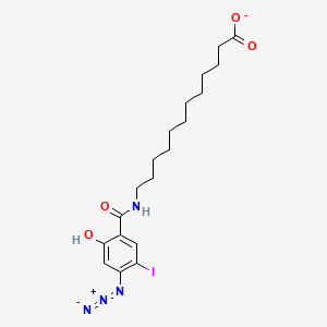 molecular formula C19H26IN4O4- B13836536 12-[(4-Azido-2-hydroxy-5-iodobenzoyl)amino]dodecanoate 