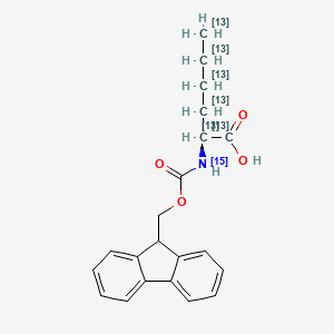 molecular formula C21H23NO4 B13836544 (2S)-2-(9H-fluoren-9-ylmethoxycarbonyl(15N)amino)(1,2,3,4,5,6-13C6)hexanoic acid 