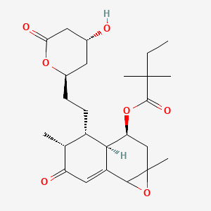 molecular formula C25H36O7 B13836627 [(3S,3aR,4R,5R)-4-[2-[(2R,4R)-4-hydroxy-6-oxooxan-2-yl]ethyl]-1a,5-dimethyl-6-oxo-2,3,3a,4,5,7b-hexahydronaphtho[1,2-b]oxiren-3-yl] 2,2-dimethylbutanoate 