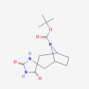molecular formula C14H21N3O4 B1383665 tert-Butyl 2',5'-dioxo-8-azaspiro[bicyclo[3.2.1]octane-3,4'-imidazolidine]-8-carboxylate CAS No. 1184828-44-1