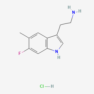 molecular formula C11H14ClFN2 B1383673 2-(6-氟-5-甲基-1H-吲哚-3-基)乙胺盐酸盐 CAS No. 2060062-32-8