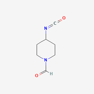 molecular formula C7H10N2O2 B13836851 1-Piperidinecarboxaldehyde, 4-isocyanato- 