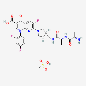 molecular formula C27H29F3N6O8S B13836975 7-[(1R,5S)-6-[[(2R)-2-[[(2S)-2-aminopropanoyl]amino]propanoyl]amino]-3-azabicyclo[3.1.0]hexan-3-yl]-1-(2,4-difluorophenyl)-6-fluoro-4-oxo-1,8-naphthyridine-3-carboxylic acid;methanesulfonic acid 