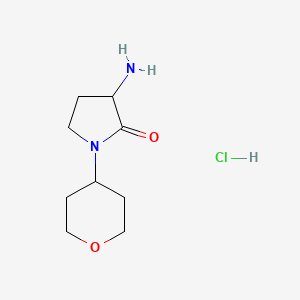molecular formula C9H17ClN2O2 B1383698 3-Amino-1-(oxan-4-yl)pyrrolidin-2-one hydrochloride CAS No. 2059939-00-1