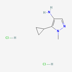 molecular formula C7H13Cl2N3 B1383703 5-cyclopropyl-1-methyl-1H-pyrazol-4-amine dihydrochloride CAS No. 2059975-52-7