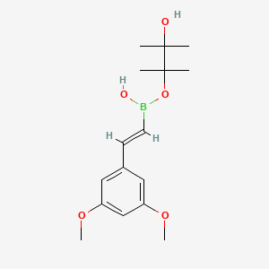 molecular formula C16H25BO5 B13837104 [(E)-2-(3,5-dimethoxyphenyl)ethenyl]-(3-hydroxy-2,3-dimethylbutan-2-yl)oxyborinic acid 