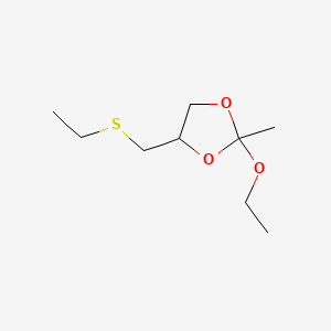 molecular formula C9H18O3S B13837173 2-Ethoxy-4-(ethylsulfanylmethyl)-2-methyl-1,3-dioxolane 