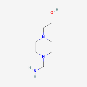 molecular formula C7H17N3O B13837303 1-Piperazineethanol, 4-(aminomethyl)- 