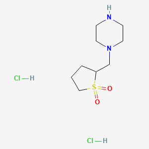 molecular formula C9H20Cl2N2O2S B1383734 2-[(哌嗪-1-基)甲基]-1lambda6-噻烷-1,1-二酮二盐酸盐 CAS No. 2060057-39-6