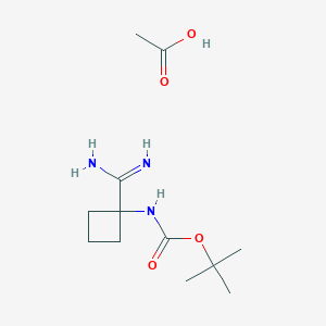 molecular formula C12H23N3O4 B1383738 acetic acid; tert-butyl N-(1-carbamimidoylcyclobutyl)carbamate CAS No. 2060042-17-1
