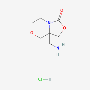 molecular formula C7H13ClN2O3 B1383746 8a-(氨甲基)-六氢-[1,3]恶唑并[4,3-c]吗啉-3-酮盐酸盐 CAS No. 2060029-89-0