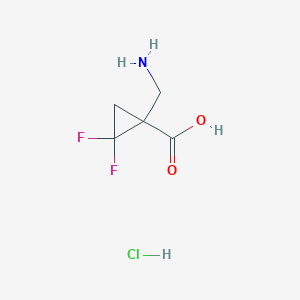molecular formula C5H8ClF2NO2 B1383748 1-(Aminomethyl)-2,2-difluorocyclopropane-1-carboxylic acid hydrochloride CAS No. 2098054-46-5