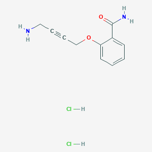 molecular formula C11H14Cl2N2O2 B1383770 2-[(4-Aminobut-2-yn-1-yl)oxy]benzamide dihydrochloride CAS No. 2097936-33-7