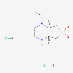 molecular formula C8H18Cl2N2O2S B1383775 (4aR,7aS)-1-乙基八氢噻吩并[3,4-b]吡嗪 6,6-二氧化物二盐酸盐 CAS No. 2173052-37-2