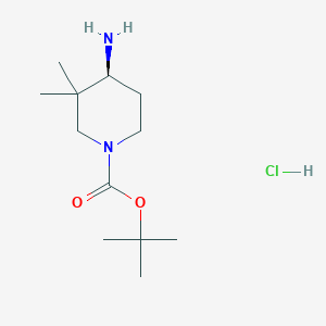 molecular formula C12H25ClN2O2 B1383782 (S)-4-Amino-3,3-dimethyl-piperidine-1-carboxylic acid tert-butyl ester hydrochloride CAS No. 1965314-53-7