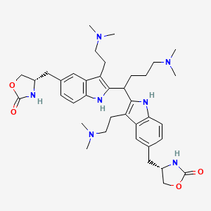 (4S)-4-[[2-[4-(dimethylamino)-1-[3-[2-(dimethylamino)ethyl]-5-[[(4S)-2-oxo-1,3-oxazolidin-4-yl]methyl]-1H-indol-2-yl]butyl]-3-[2-(dimethylamino)ethyl]-1H-indol-5-yl]methyl]-1,3-oxazolidin-2-one