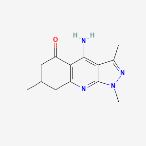 molecular formula C13H16N4O B1383798 4-Amino-1,3,7-trimethyl-1,6,7,8-tetrahydro-5h-pyrazolo[3,4-b]quinolin-5-one CAS No. 2173116-45-3
