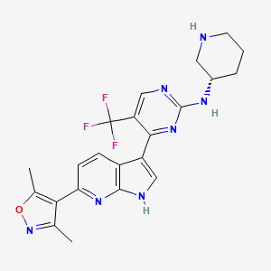 4-[6-(3,5-dimethyl-1,2-oxazol-4-yl)-1H-pyrrolo[2,3-b]pyridin-3-yl]-N-[(3S)-piperidin-3-yl]-5-(trifluoromethyl)pyrimidin-2-amine