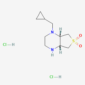 molecular formula C10H20Cl2N2O2S B1383800 (4aR,7aS)-1-(cyclopropylmethyl)octahydrothieno[3,4-b]pyrazine 6,6-dioxide dihydrochloride CAS No. 2173052-27-0