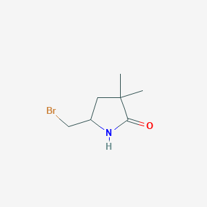 molecular formula C7H12BrNO B1383804 5-(Bromomethyl)-3,3-dimethylpyrrolidin-2-one CAS No. 1824555-44-3