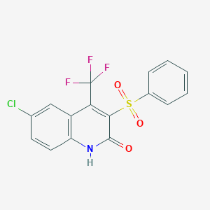 molecular formula C16H9ClF3NO3S B13838040 6-Chloro-3-(phenylsulfonyl)-4-(trifluoromethyl)-2(1H)-quinolinone 