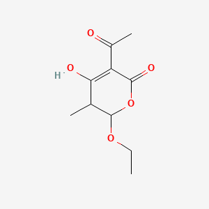 molecular formula C10H14O5 B13838183 5-Acetyl-2-ethoxy-4-hydroxy-3-methyl-2,3-dihydropyran-6-one 