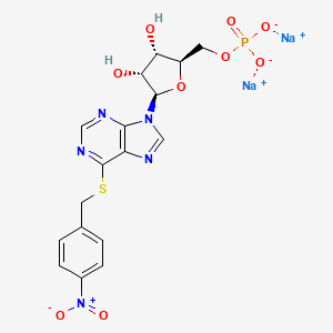 molecular formula C17H16N5Na2O9PS B13838189 6-Nitrobenzylthioinosine 5'-Monophosphate Disodium Salt; 6-S-[(4-Nitrophenyl)methyl]-6-thio-5'-Inosinic Acid Disodium Salt 