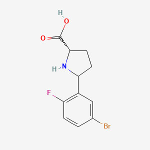 molecular formula C11H11BrFNO2 B1383820 (2S)-5-(5-Bromo-2-fluorophenyl)pyrrolidine-2-carboxylic acid CAS No. 1270306-61-0