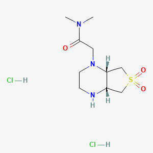 molecular formula C10H21Cl2N3O3S B1383821 2-[(4aR,7aS)-6,6-dioxidohexahydrothieno[3,4-b]pyrazin-1(2H)-yl]-N,N-dimethylacetamide dihydrochloride CAS No. 2173052-40-7