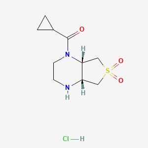 molecular formula C10H17ClN2O3S B1383857 (4aR,7aS)-1-(环丙基羰基)八氢噻吩并[3,4-b]吡嗪6,6-二氧化物盐酸盐 CAS No. 2173052-93-0