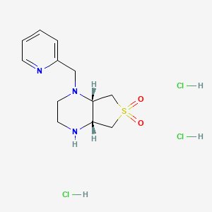molecular formula C12H20Cl3N3O2S B1383865 (4aR,7aS)-1-(pyridin-2-ylmethyl)octahydrothieno[3,4-b]pyrazine 6,6-dioxide trihydrochloride CAS No. 2173052-42-9
