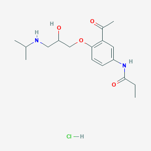 molecular formula C17H27ClN2O4 B1383871 N-[3-acetyl-4-[2-hydroxy-3-(propan-2-ylamino)propoxy]phenyl]propanamide;hydrochloride CAS No. 57898-79-0