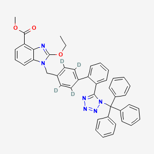 molecular formula C44H36N6O3 B13838716 2-Ethoxy-1-[[2'-[2-(trityl)-2H-tetrazol-5-yl][1,1'-biphenyl]-4-yl]methyl]-1H-benzimidazole-4-carboxylic Acid Methyl Ester-d4 (Candesartan Impurity) 