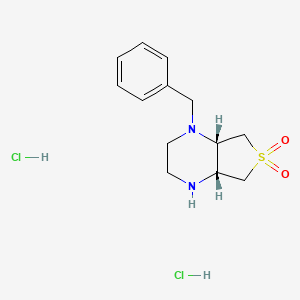 molecular formula C13H20Cl2N2O2S B1383874 (4aR,7aS)-1-苄基八氢噻吩并[3,4-b]吡嗪 6,6-二氧化物二盐酸盐 CAS No. 2173052-47-4