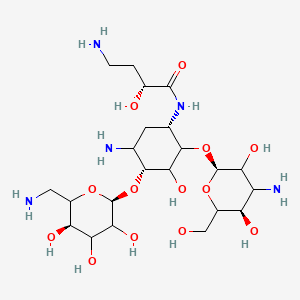 (2R)-4-amino-N-[(1S,4R)-5-amino-2-[(2R,5R)-4-amino-3,5-dihydroxy-6-(hydroxymethyl)oxan-2-yl]oxy-4-[(2S,5R)-6-(aminomethyl)-3,4,5-trihydroxyoxan-2-yl]oxy-3-hydroxycyclohexyl]-2-hydroxybutanamide