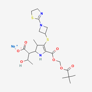 sodium;2-[4-[1-(4,5-dihydro-1,3-thiazol-2-yl)azetidin-3-yl]sulfanyl-5-(2,2-dimethylpropanoyloxymethoxycarbonyl)-3-methyl-2,3-dihydro-1H-pyrrol-2-yl]-3-hydroxybutanoate