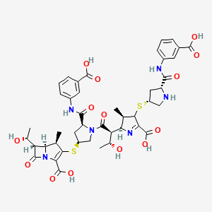 (4R,5S,6S)-3-[(3S,5S)-1-[(2S,3R)-2-[(2S,3R)-5-carboxy-4-[(3R,5R)-5-[(3-carboxyphenyl)carbamoyl]pyrrolidin-3-yl]sulfanyl-3-methyl-3,4-dihydro-2H-pyrrol-2-yl]-3-hydroxybutanoyl]-5-[(3-carboxyphenyl)carbamoyl]pyrrolidin-3-yl]sulfanyl-6-[(1R)-1-hydroxyethyl]-4-methyl-7-oxo-1-azabicyclo[3.2.0]hept-2-ene-2-carboxylic acid