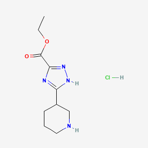 molecular formula C10H17ClN4O2 B1383960 Ethyl 5-(piperidin-3-yl)-1H-1,2,4-triazole-3-carboxylate CAS No. 1516100-52-9