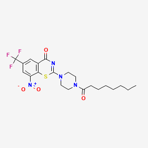 8-Nitro-2-(4-octanoylpiperazin-1-yl)-6-(trifluoromethyl)-4H-benzo[e][1,3]thiazin-4-one