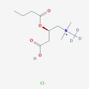 molecular formula C11H22ClNO4 B1383984 3-羧基-N,N-二甲基-N-(甲基-d3)-2R-(1-氧代丁氧基)-1-丙铵，单氯化物 CAS No. 1334532-21-6