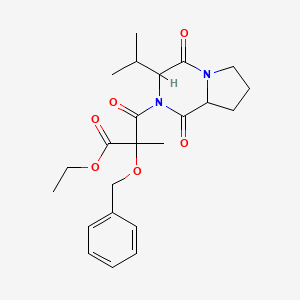 ethyl 3-(1,4-dioxo-3-propan-2-yl-6,7,8,8a-tetrahydro-3H-pyrrolo[1,2-a]pyrazin-2-yl)-2-methyl-3-oxo-2-phenylmethoxypropanoate