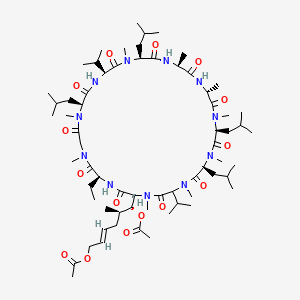 molecular formula C66H115N11O15 B13840120 [(E,5R,6R)-6-acetyloxy-6-[(2S,5S,11S,14S,17S,20S,23R,26S,29S)-5-ethyl-1,7,10,16,20,23,25,28,31-nonamethyl-11,17,26,29-tetrakis(2-methylpropyl)-3,6,9,12,15,18,21,24,27,30,33-undecaoxo-14,32-di(propan-2-yl)-1,4,7,10,13,16,19,22,25,28,31-undecazacyclotritriacont-2-yl]-5-methylhex-2-enyl] acetate 