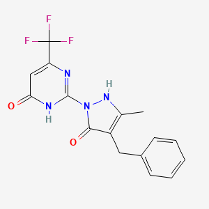 molecular formula C16H13F3N4O2 B1384036 2-(4-苄基-3-甲基-5-氧代-2,5-二氢-1H-吡唑-1-基)-6-(三氟甲基)-4(3H)-嘧啶酮 CAS No. 866137-82-8