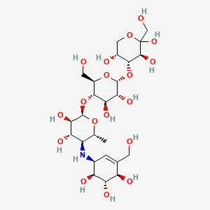 (3S,4R,5R)-4-[(2R,3R,4R,5S,6R)-5-[(2R,3R,4S,5S,6R)-3,4-dihydroxy-6-methyl-5-[[(1S,4R,5S,6S)-4,5,6-trihydroxy-3-(hydroxymethyl)cyclohex-2-en-1-yl]amino]oxan-2-yl]oxy-3,4-dihydroxy-6-(hydroxymethyl)oxan-2-yl]oxy-2-(hydroxymethyl)oxane-2,3,5-triol