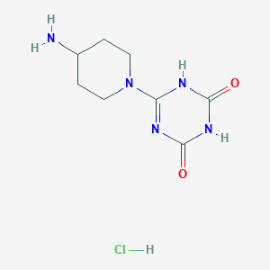 molecular formula C8H14ClN5O2 B1384058 6-(4-Aminopiperidin-1-yl)-4-hydroxy-1,3,5-triazin-2(1h)-one hydrochloride CAS No. 2173099-15-3