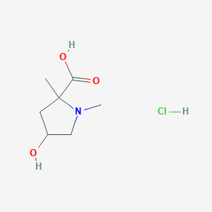 molecular formula C7H14ClNO3 B1384062 4-羟基-1,2-二甲基吡咯烷-2-羧酸盐酸盐 CAS No. 2044712-62-9