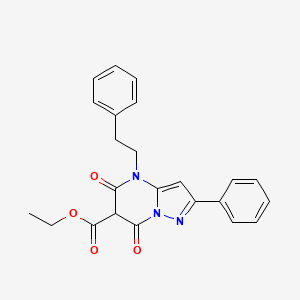 molecular formula C23H21N3O4 B13841036 Ethyl 5,7-dioxo-4-phenethyl-2-phenyl-4,5,6,7-tetrahydropyrazolo[1,5-a]pyrimidine-6-carboxylate 